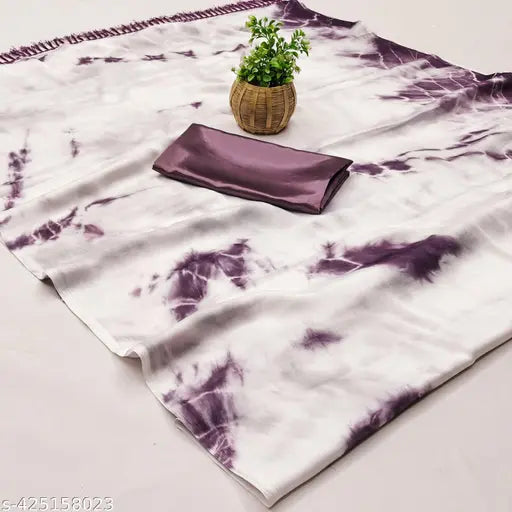 Soft chiffon saboori print saree with separate satin silk blouse, Indian traditional wear