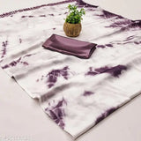 Soft chiffon saboori print saree with separate satin silk blouse, Indian traditional wear