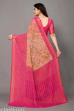Multicolor chiffon saree with matching unstitched blouse, Indian-inspired printed design on high-quality fabric