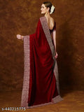 Premium two-tone Vichitra silk saree with heavy zari embroidery and stone work, Bollywood style on display