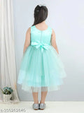 Green embellished net dress for kids party wear, 1-2 years size