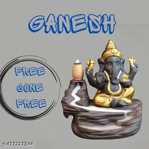 Large Indian handcrafted mystical smoke fountain, decorative incense holder for yoga enthusiasts and spiritual decor lovers. Handmade resin ceramic piece, suitable for home interior enthusiasts