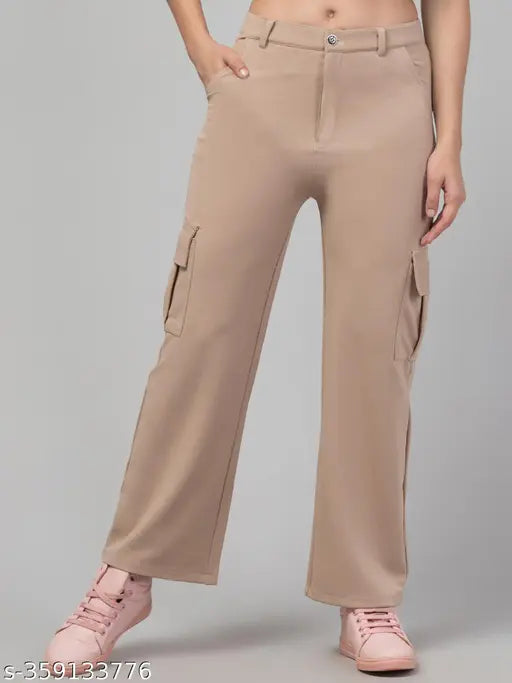 Lycra women's and girls' solid net trousers, available in sizes 26, 28, 30 (26-in waist, 31-in hip, 39-in length), made in India