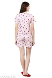 Pink cotton printed mocha shorts set for women, perfect nightsuit - India