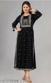 Rayon three-quarter sleeve New Taj Kurta, printed combo, fashionable Indian kurta on hanger