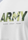 Green polycotton Mens Army T-shirt with military American style, printed armed forces design on chest