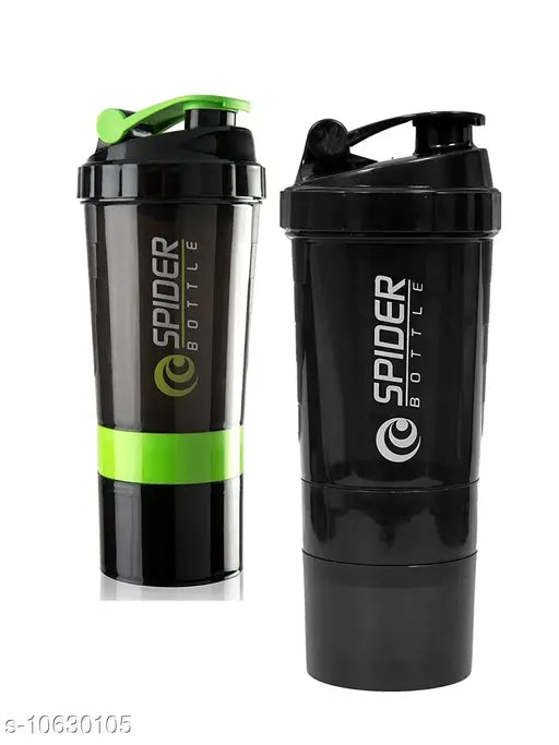 Plastic sports protein shaker, fitness water bottle, gym bottle by Inispire2Fashion. Pack of 2, ideal for workout and fitness routines