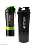 Plastic sports protein shaker, fitness water bottle, gym bottle by Inispire2Fashion. Pack of 2, ideal for workout and fitness routines