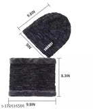 NavyBlue woolen beanie and scarf, ultra-soft, unisex, snow-proof - warm winter accessory