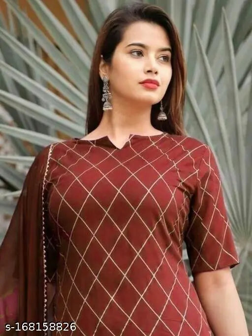 Embroidered MS sharara kurta & dupatta set, three-quarter sleeves, M/L sizes, Indian traditional attire