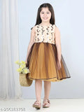 Brown hi-low net dress with toy balloon prints for girls aged 2-3 years, India origin