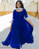 Georgette 12Blue dupatta, solid color three-quarter sleeve Indian fashion accessory for women, various sizes available