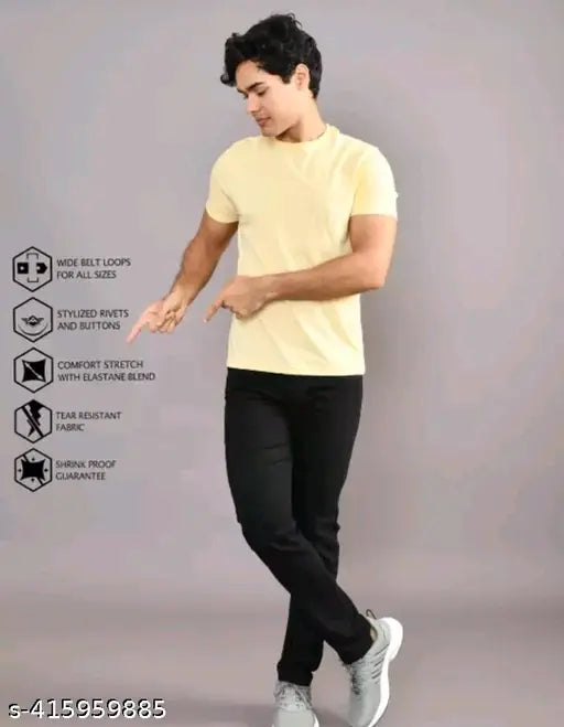 High-quality denim men's black jeans, versatile wardrobe essential for fashionable fits and occasions. Sizes: 24, 26, 28, 30, 32, 34 (India origin)