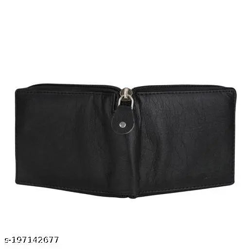 Classic World PU Leather bi-fold wallet, solid color, compact design for men & women, perfect for everyday use