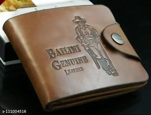 Fashionable PU leather men's wallet, 5 compartments, solid design, free size (10cm x 12cm), trendy accessory from India
