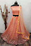 Indian-origin, embroidered flared lehenga set in net fabric, perfect for parties and special occasions