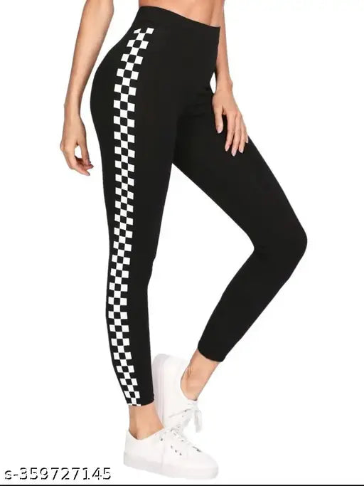 Cotton blend printed jeggings for women's gym wear, versatile activewear with a net pattern, available in sizes 26, 28, 30, 32