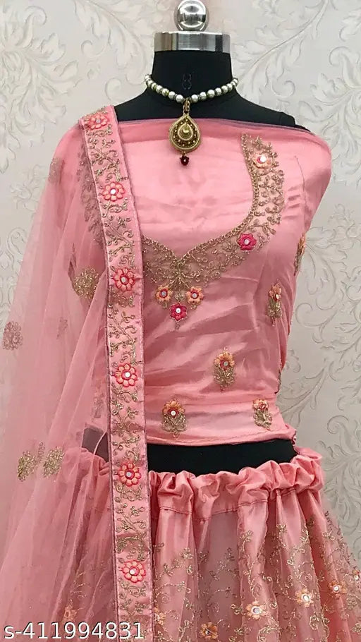 Embroidered designer net lehenga choli, free size with 2.5m dupatta, suitable for various occasions