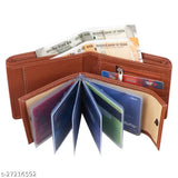 Tan artificial leather, classic mens wallet with 10 card slots, elegant regular size