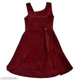 Silver satin embroidered net knee length dress (fe2945mrn), spruce up baby's wardrobe, India-made