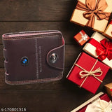 Brown faux leather AT Fashion wallet, sleek design with 2 compartments for cards and currency, ideal men's gift