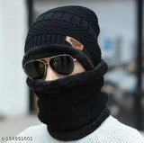 Woolen unisex beanie combo, self-design pattern, warm winter accessory from India