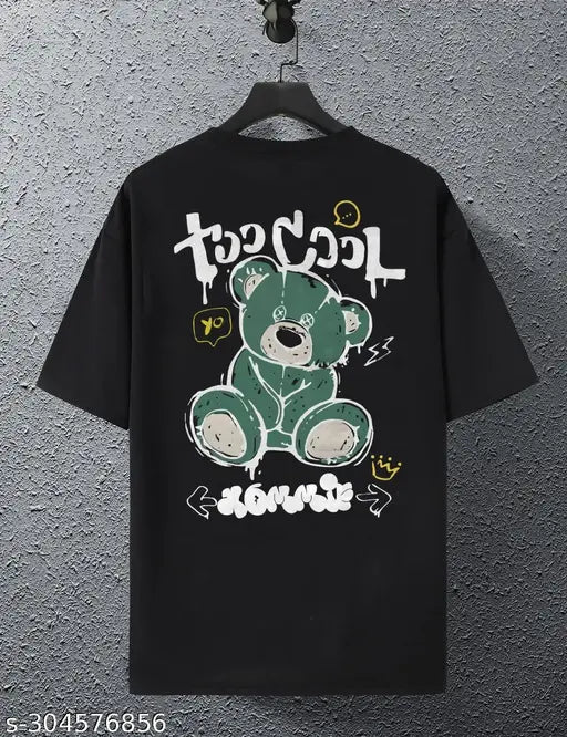 Cotton blend oversized panda print T-shirt for men, trendy unique design, India origin