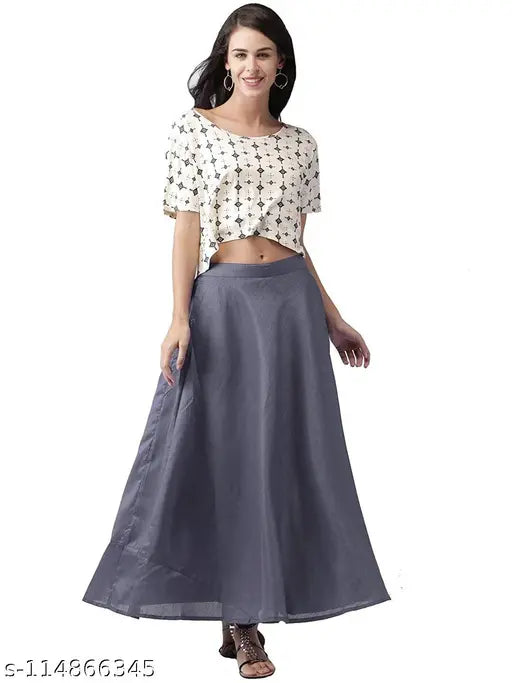 Red satin Chanderi maxi skirt, lightweight and full-length, perfect for fashionable women