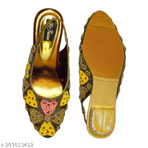 Multicolor synthetic decorative gold heel belly, embellished ballerinas from Hafiz Footwear. Ind-5, Ind-6, Ind-7, Ind-8, Ind-9, Ind-10, Indian origin