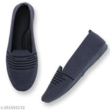 Grey PU ballerinas by Aaska - stylish slip-on flip flops for women & girls, lightweight and comfortable
