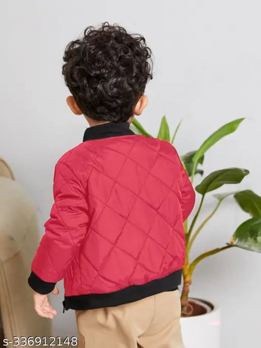 boys winter wear solid polyester bomber jacket, perfect for chilly days and playful winter adventures