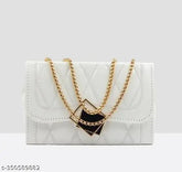 Faux leather clutch sling bag, embroidered net design with 3 compartments. Indian-made women's fashion accessory