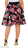 Multicolor printed net crepe western skirt for women, 24 inches long, knee length. Comes in sizes 26-36 (waist 26-36, hip 36-46). Made in India
