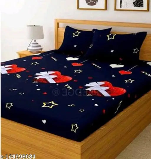Double 3D printed bedsheet with 4 pillow covers, high-quality and modern design, Indian origin