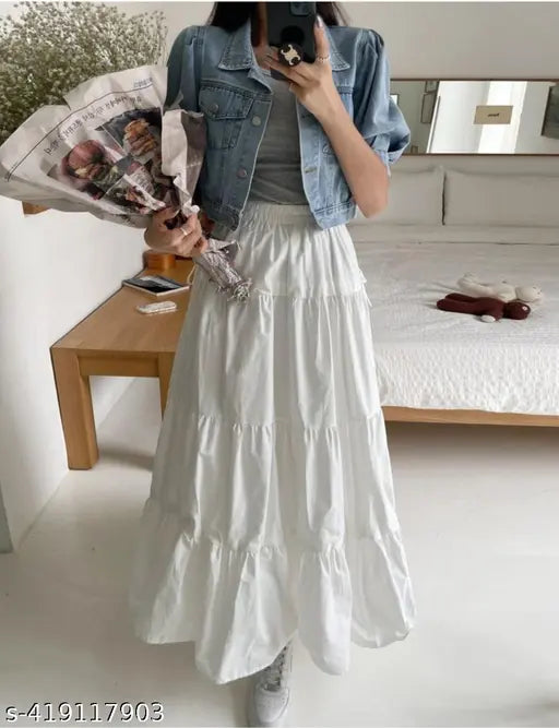 Rayon beautiful long skirt for girls & women. Solid net, 100% Rayon, 3m Gher, various sizes available