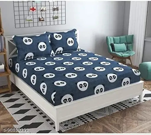 Superfine cotton blend flat sheets, cartoon pattern, 2 pillow covers for summer use, made in India