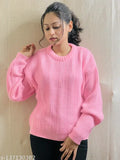 Woolen pullover, long sleeves, cable knit design - Wear Lusso women's winter wear, warm and elegant