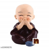 Indian-made baby monk poly resin Buddha statues, set of 4 (1N), small size (1.5x0.5x0.5 cm)