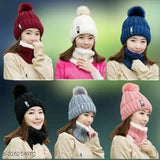 Woolen winter scarf-hat set, self-design, fashionable & comfortable for ladies (China)