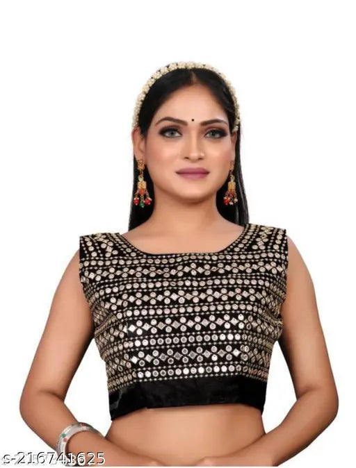 Fancy mirror saree in net fabric with embroidered separate blouse, premium quality Indian handloom