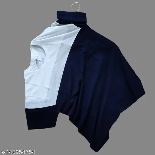 Navy blue colorblocked men's cotton T-shirt with short sleeves, elevate casual wear
