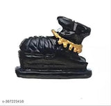 Poly resin cow bull figurine for temple worship - Sai Collection Triple Tilak Nandi Shiv Ji, 7.5cm L x 3cm B x 5.5cm H