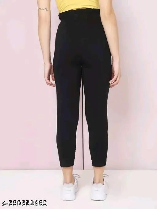 Cotton-lycra solid pants for women & girls, versatile fashion essential