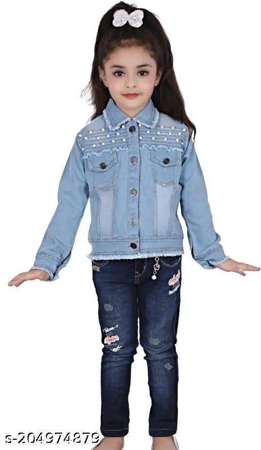 Denim kids jacket, regular length, regular fit with light front design. Solid jacket in dyed/washed style for ages 5-6 years to 11-12 years. India origin