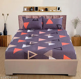 Graphite Triangle Premium Cotton Fitted Bedsheet, 210 TC ultra soft, wrinkle free for double bed (72x78+10 inches). Elastic corners for easy tuck-in on heavy mattresses
