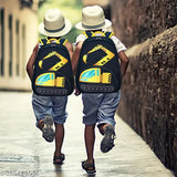 Blue polyester school backpack with JCB truck design, ideal for Class 1 to 8 students