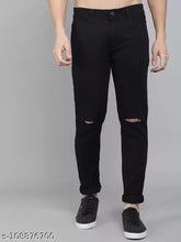 Man black denim jeans solid print, dark wash 5-pocket mid-rise from Jac Fashion. Size 28/30/32/34/36