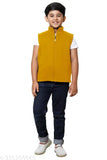 IndiWeaves solid fleece sleeveless winter jacket for boys (pack of 1), wool, warm and comfortable