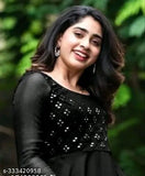 Black Georgette Embellished Apple Gown with Embroidery Work - Indian Handcrafted Fashion