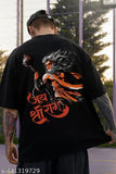 Cotton short-sleeved V Hanuman old printed net top, traditional Indian garment for men sizes S, M, L, XL